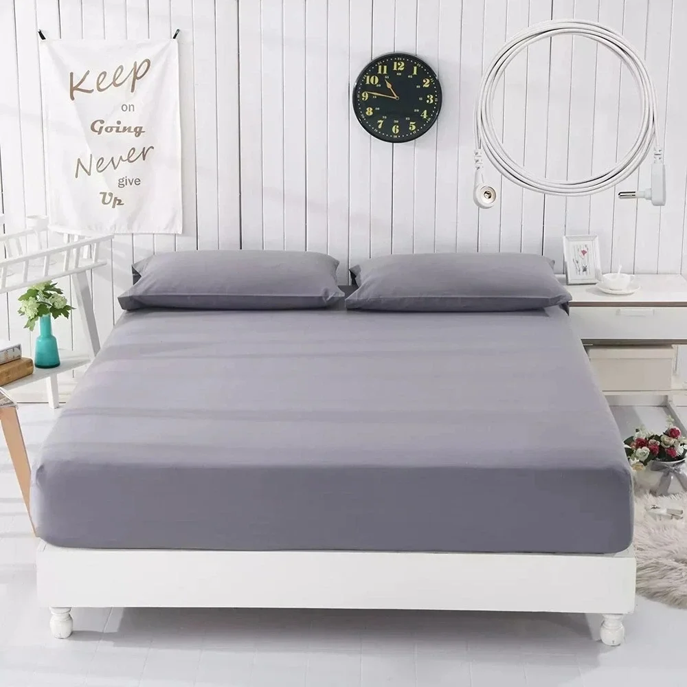 Grounding Sheet Fitted Cal King Size, Cotton Natural Silver Fiber, 72 x 83 x13